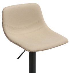 Lamboro Antico Faux Leather Kitchen Bar Stool, Matt Black Stem & Base, Adjustable Gas Lift With Backrest, Breakfast Bar Stool - Cream - thumbnail 5