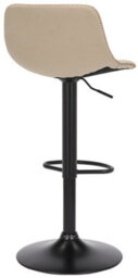 Lamboro Antico Faux Leather Kitchen Bar Stool, Matt Black Stem & Base, Adjustable Gas Lift With Backrest, Breakfast Bar Stool - Cream - thumbnail 4