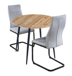 Hallowood Furniture Cullompton Round Dining Table 90Cm With 2 High Back Grey Chairs - thumbnail 8
