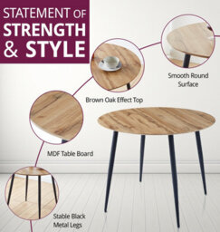 Hallowood Furniture Cullompton Round Dining Table 90Cm With 2 High Back Grey Chairs - thumbnail 4