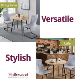 Hallowood Furniture Cullompton Round Dining Table 90Cm With 2 High Back Grey Chairs - thumbnail 6