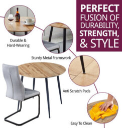 Hallowood Furniture Cullompton Round Dining Table 90Cm With 2 High Back Grey Chairs - thumbnail 2