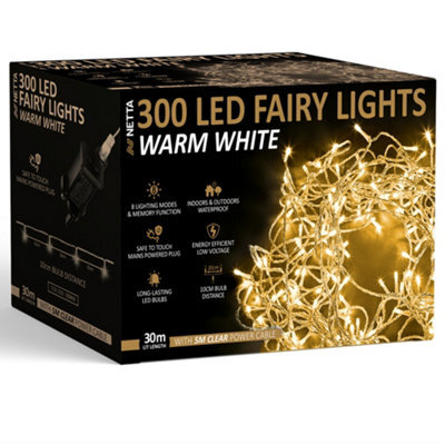 Netta 300Led 30M Fairy String Lights With Clear Cable - Warm White Christmas Tree Lights - image 1