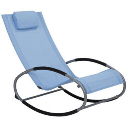 Beliani Rocking Sun Lounger Campo Fabric Blue