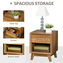 Wyld Haus Novafa Walnut Brown Bedside Table - Compact 40W X 40D X 50H Cm Nightstand With Drawer And Shelf - thumbnail 5