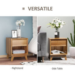Wyld Haus Novafa Walnut Brown Bedside Table - Compact 40W X 40D X 50H Cm Nightstand With Drawer And Shelf - thumbnail 4