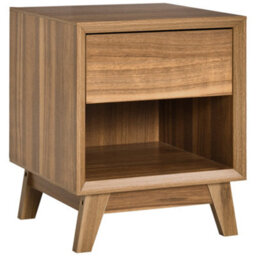 Wyld Haus Novafa Walnut Brown Bedside Table - Compact 40W X 40D X 50H Cm Nightstand With Drawer And Shelf - thumbnail 2