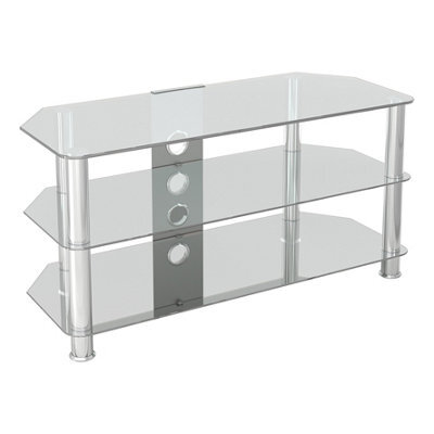"Avf Classic 1M Glass Corner Tv Stand With Cable Management For Tvs Up To 50"" - Clear & Chrome" - image 1