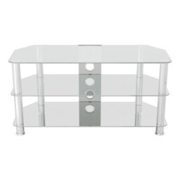 "Avf Classic 1M Glass Corner Tv Stand With Cable Management For Tvs Up To 50"" - Clear & Chrome" - thumbnail 2