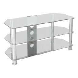 "Avf Classic 1M Glass Corner Tv Stand With Cable Management For Tvs Up To 50"" - Clear & Chrome"