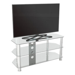 "Avf Classic 1M Glass Corner Tv Stand With Cable Management For Tvs Up To 50"" - Clear & Chrome" - thumbnail 4