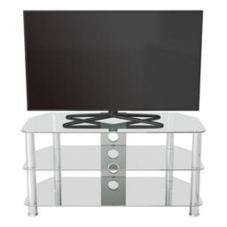 "Avf Classic 1M Glass Corner Tv Stand With Cable Management For Tvs Up To 50"" - Clear & Chrome" - thumbnail 5