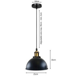 Ledsone Black Inner Gold Industrial Pendant Light With E27 Holder For Kitchen Bedroom Living Room And Bar With Bulb - thumbnail 3
