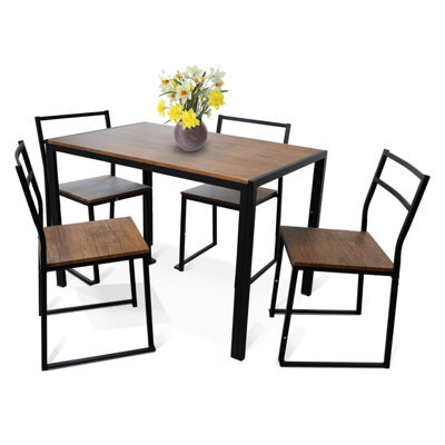 Divchi 5 Piece Metal Frame Dining Table & Chairs Set - Brown - image 1