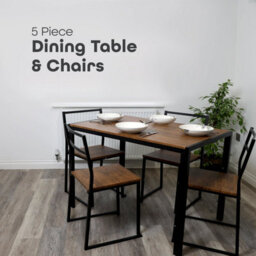 Divchi 5 Piece Metal Frame Dining Table & Chairs Set - Brown - thumbnail 5