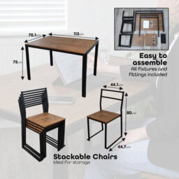 Divchi 5 Piece Metal Frame Dining Table & Chairs Set - Brown - thumbnail 9