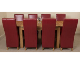 That's Furniture Richmond 140Cm - 220Cm Oak Extending Dining Table And 8 Chairs Dining Set With Lola Burgundy Leather Chairs - thumbnail 2
