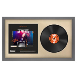 "30X17"" Dark Grey Modern Vinyl Record Frame With Ivory Mount For 12 Inch Lp Album Cover & Disc - Ak Frames"