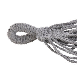 Beliani Light Grey Cotton-Polyester Hammock Swing Seat W290 X D150 Cm, Handmade Crochet Edging And Tassels - thumbnail 3