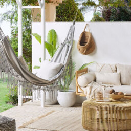 Beliani Light Grey Cotton-Polyester Hammock Swing Seat W290 X D150 Cm, Handmade Crochet Edging And Tassels - thumbnail 2