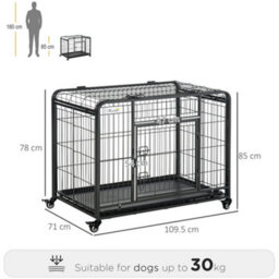 Pawhut Metal Dog Cage Kennel W/ Locking Door & Wheels Large Pets - thumbnail 3