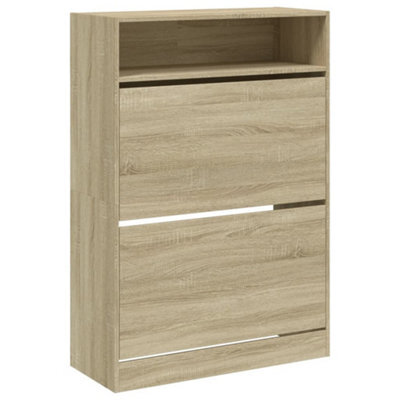 Berkfield Modern Shoe Cabinet With 2 Flip-Drawers Sonoma Oak 80X34X116 Cm