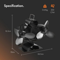 Vonhaus Stove Fan With 6 Blades For Wood/log Burners, Fireplaces, Stove Heaters, Silent Operation, Eco Friendly, Self Powered - thumbnail 6