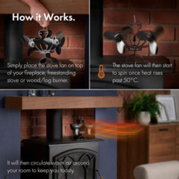 Vonhaus Stove Fan With 6 Blades For Wood/log Burners, Fireplaces, Stove Heaters, Silent Operation, Eco Friendly, Self Powered - thumbnail 3