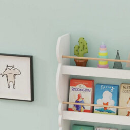 Designs Bedroom Playroom Bookcase 4-Tier Wall Shelf White 60X14.5X92Cm - thumbnail 3