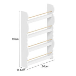 Designs Bedroom Playroom Bookcase 4-Tier Wall Shelf White 60X14.5X92Cm - thumbnail 2