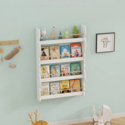Designs Bedroom Playroom Bookcase 4-Tier Wall Shelf White 60X14.5X92Cm - thumbnail 5