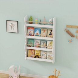 Designs Bedroom Playroom Bookcase 4-Tier Wall Shelf White 60X14.5X92Cm - thumbnail 4