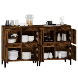 Berkfield Sideboards 2 Pcs Smoked Oak 60X35X70 Cm Engineered Wood - thumbnail 5