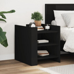 Berkfield Bedside Cabinet Black 45X50X50 Cm Engineered Wood - thumbnail 1