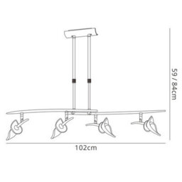 Luminosa Lighting Luminosa Flavia Telescopic Linear Pendant 4 Light G9 With Adjustable Heads, Black Chrome - thumbnail 5