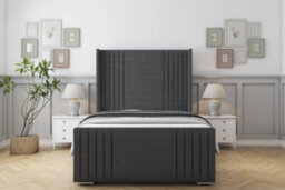 "Sloomy Camden Graphite Dumfries Bed Frame With Mattress With 50""  Upholstered Wingback Headboard 5' King" - thumbnail 1