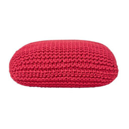 Homescapes Red Square Cotton Knitted Pouffe Floor Cushion - thumbnail 1