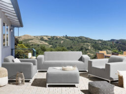 Beliani Garden Lounge Set With Table 5 Seater Rovigo Light Grey - thumbnail 2