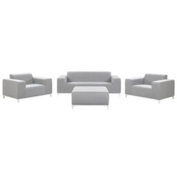 Beliani Garden Lounge Set With Table 5 Seater Rovigo Light Grey - thumbnail 1