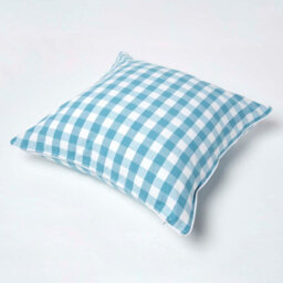 Homescapes Blue Block Check Cotton Gingham Cushion Cover, 60 X 60 Cm - thumbnail 4