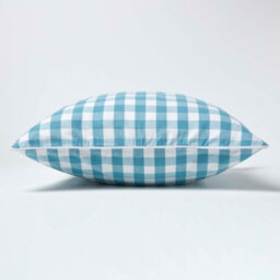 Homescapes Blue Block Check Cotton Gingham Cushion Cover, 60 X 60 Cm - thumbnail 3