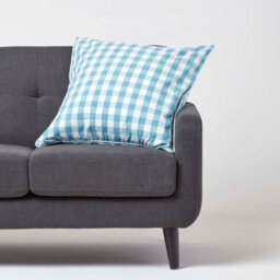 Homescapes Blue Block Check Cotton Gingham Cushion Cover, 60 X 60 Cm - thumbnail 2