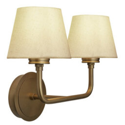 Industville Albany Double Wall Light - Natural Cotton Shades, Small Cotton Empire, Brass Wall Holder - thumbnail 4