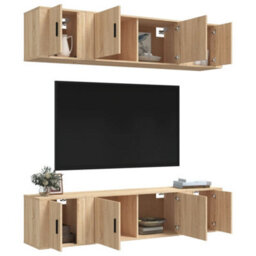 Berkfield Classic 6 Piece Tv Cabinet Set Sonoma Oak Engineered Wood - thumbnail 3