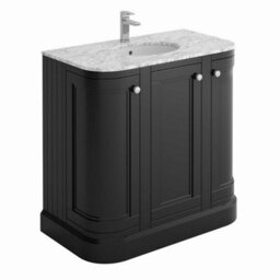 Plum&clay Fairmont Traditional Curved Black Floor Standing Vanity Unit With Ceramic Basin & Marble Top (W)900mm
