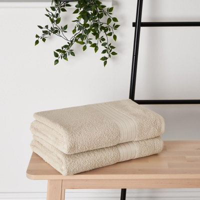Ohs Luxury 100% Cotton 2 X Jumbo Bath Sheets, Beige