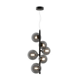 Luminosa Lighting Luminosa Maytoni Dallas Modern 6 Light Bar Pendant Ceiling Light Black, Smoky Shade, G9 - thumbnail 2