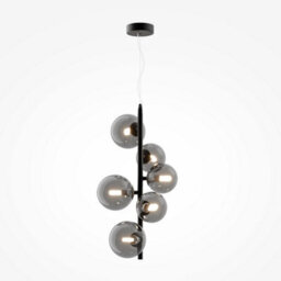 Luminosa Lighting Luminosa Maytoni Dallas Modern 6 Light Bar Pendant Ceiling Light Black, Smoky Shade, G9 - thumbnail 1