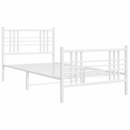 Berkfield Metal Bed Frame Without Mattress With Footboard White 90X200Cm - thumbnail 3