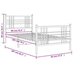Berkfield Metal Bed Frame Without Mattress With Footboard White 90X200Cm - thumbnail 8